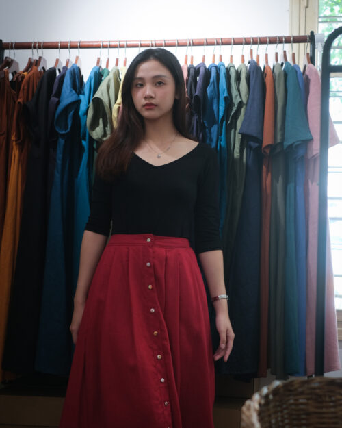 Nuts Skirt - Linen - Deep Red