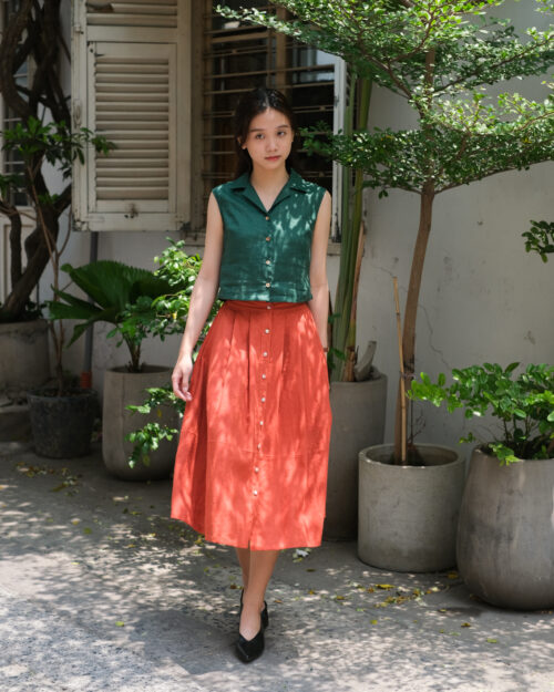 Nuts Skirt - Linen - Orange