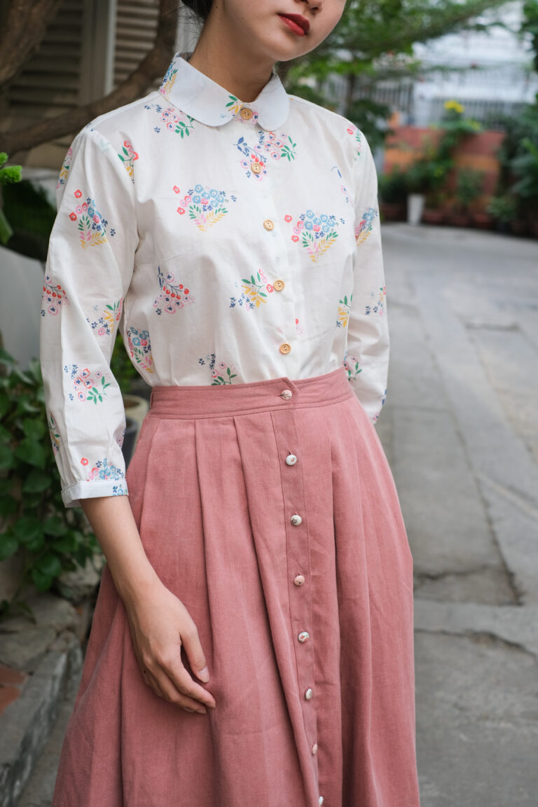 Nuts Skirt - Linen hồng