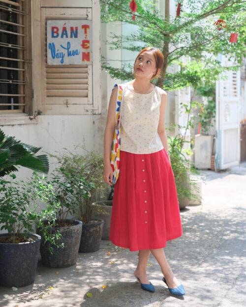 Nuts Skirt - Linen - Bright Red