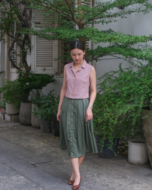 Nuts Skirt - Linen - Moss Green