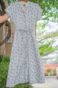 Liti - Hoa xanh thô poplin