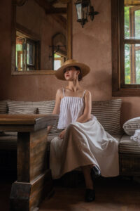 Pleated Top - White Linen