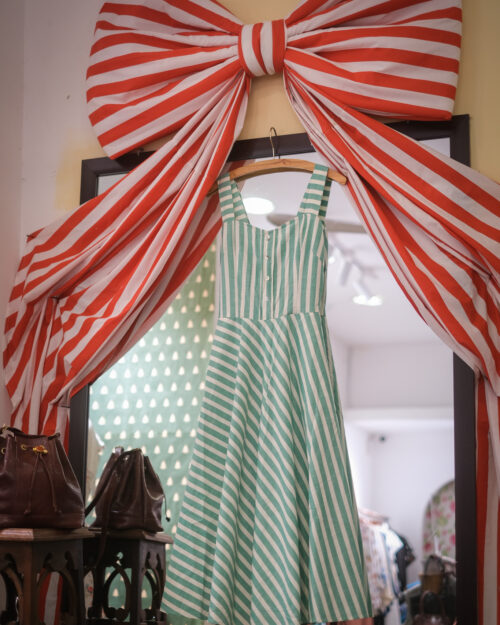 Mai Dress - Green Striped