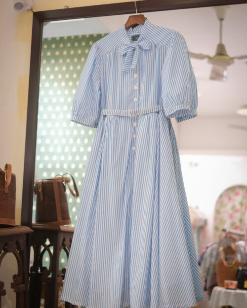 Petit Bow - Blue Striped